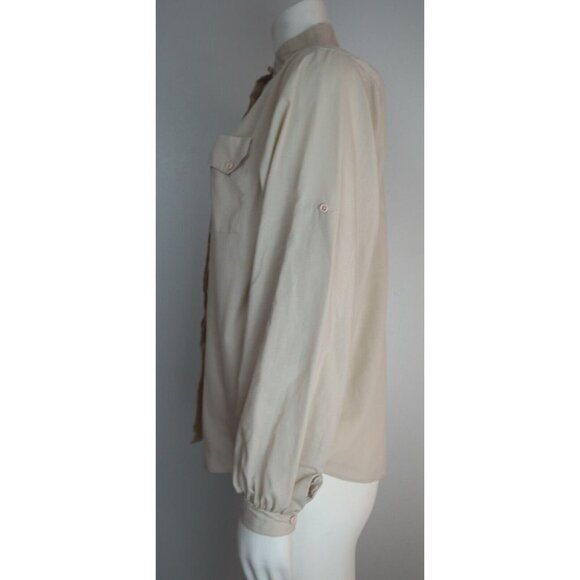 VINTAGE WOMEN'S BEIGE BUTTON-UP BLOUSE - SHIP'N SHORE COLLECTIBLES - SIZE 6 - Picture 7 of 11